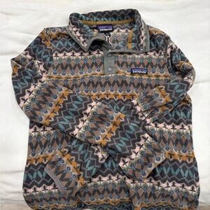 Patagonia Kids Geometric Fleece Pullover - Brown and Blue